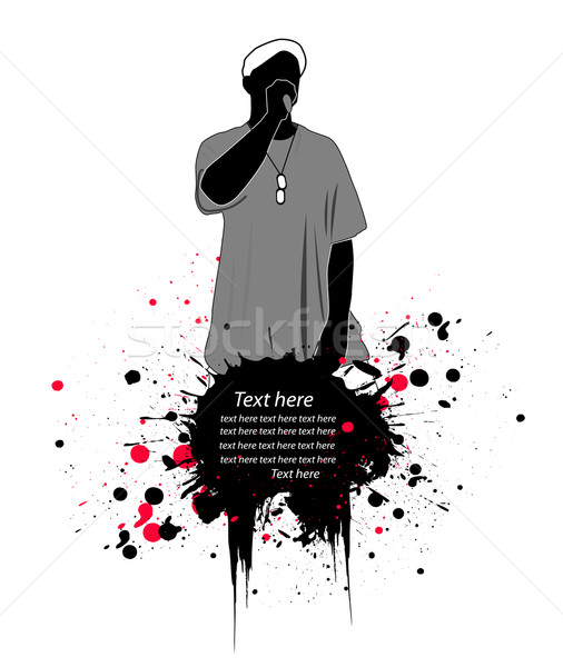 Rapper buli férfi diszkó sziluett zenekar Stock fotó © nezezon