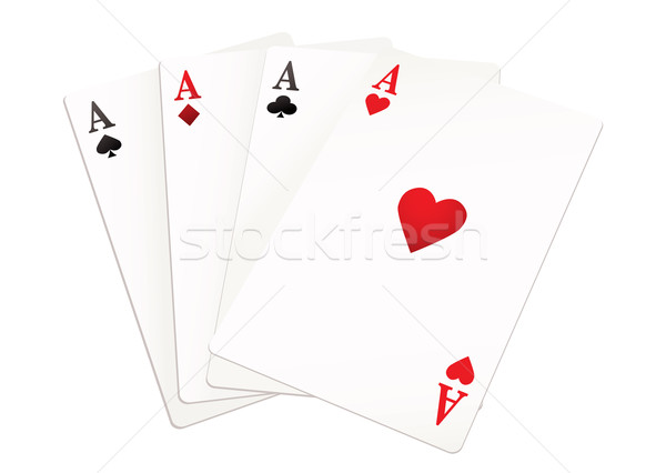 Iskambil kartları dört takım elbise tüm aces kırmızı Stok fotoğraf © nicemonkey