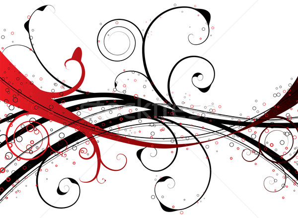 красный цветочный Swirl черный линия Сток-фото © nicemonkey