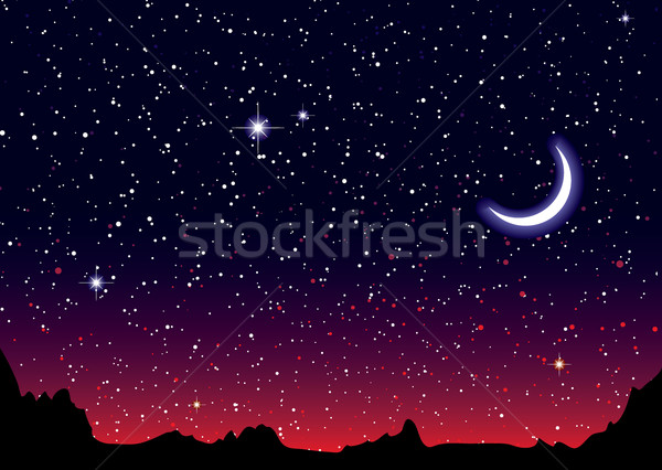 Przestrzeni krajobraz czerwony księżyc niebo noc Zdjęcia stock © nicemonkey