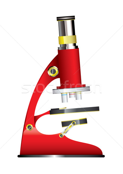 Nauki mikroskopem czerwony szkoły trzy obiektyw Zdjęcia stock © nicemonkey
