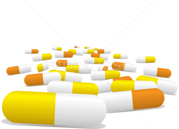 Pillen geïllustreerd Geel oranje zin perspectief Stockfoto © nicemonkey