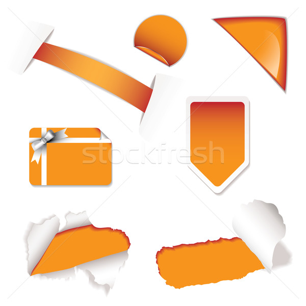 Sklep sprzedaży elementy pomarańczowy kolekcja naklejki Zdjęcia stock © nicemonkey