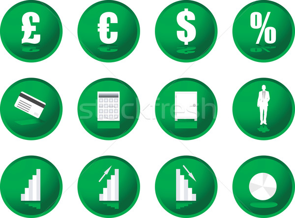 Przyciski finansowych dwanaście zielone ilustrowany informacji Zdjęcia stock © nicemonkey