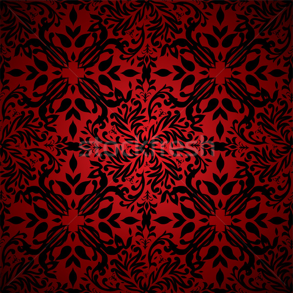 Absztrakt virágmintás forró piros fekete végtelen minta Stock fotó © nicemonkey