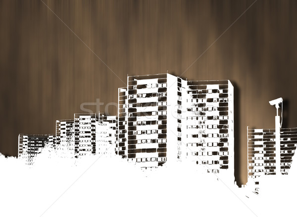 город уничтожения иллюстрированный Городской пейзаж бизнеса небе Сток-фото © nicemonkey