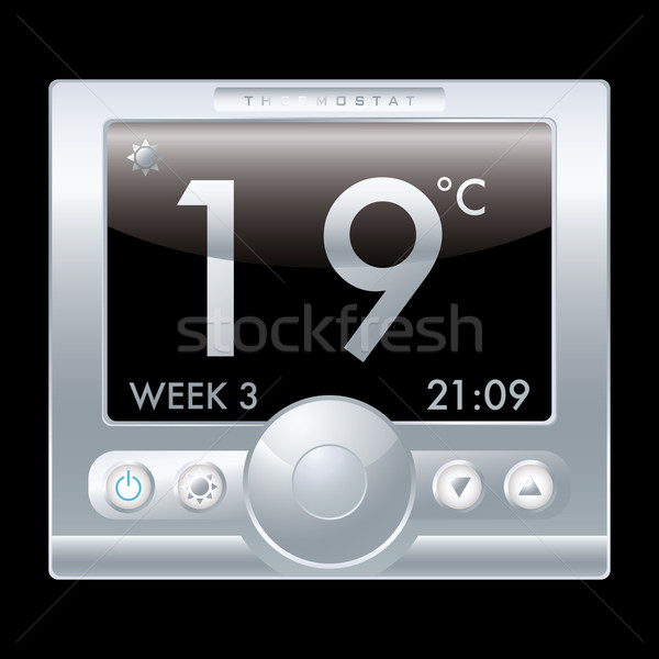 Thermostat illustration modernes argent métal noir Photo stock © nicemonkey