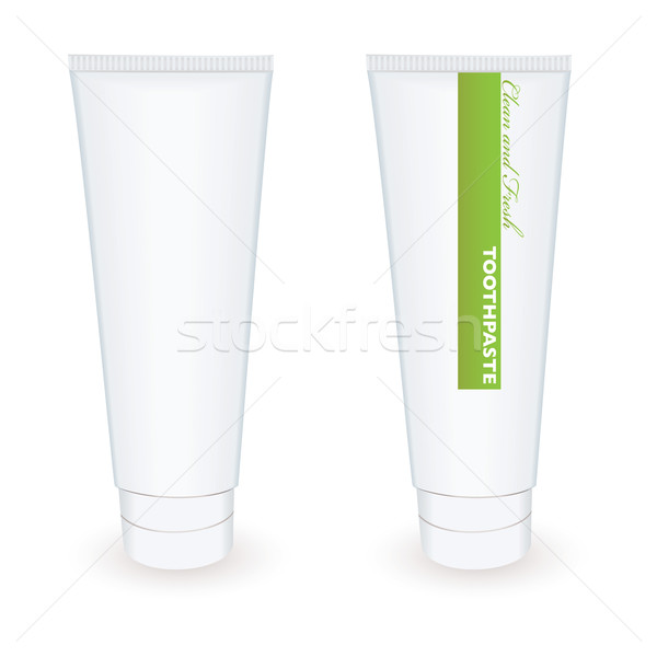 Pasta de dinti tub alb verde dunga picătură Imagine de stoc © nicemonkey