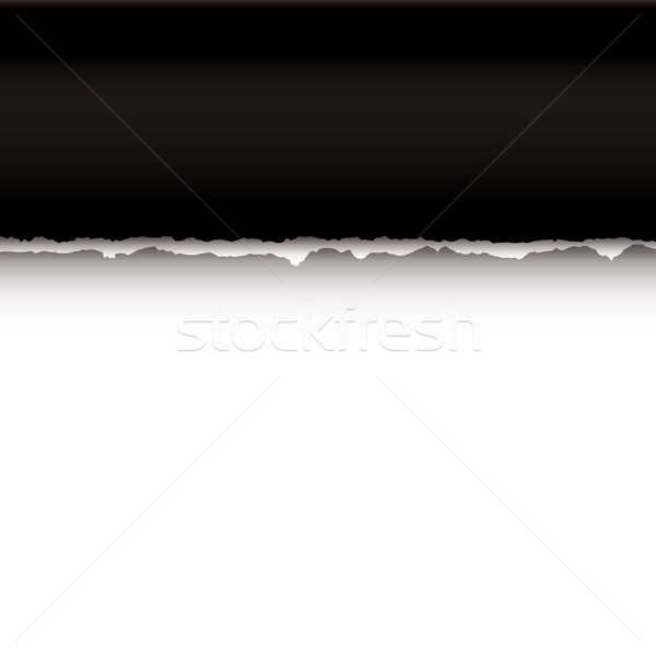 Zwarte scheur zwart wit pagina papier schaduw Stockfoto © nicemonkey
