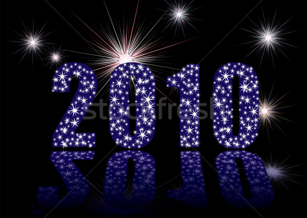 2010 tűzijáték új évek ünneplés tükröződés Stock fotó © nicemonkey
