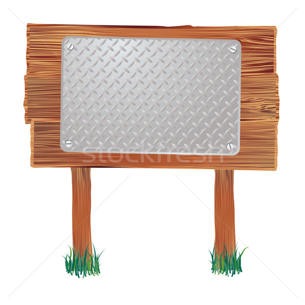 wood sign metal Stock photo © nicemonkey