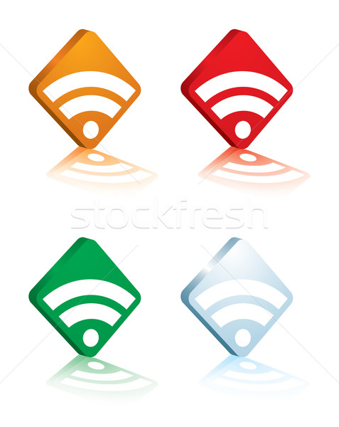 Rss logo-ul alb colectie patru diferit Imagine de stoc © nicemonkey