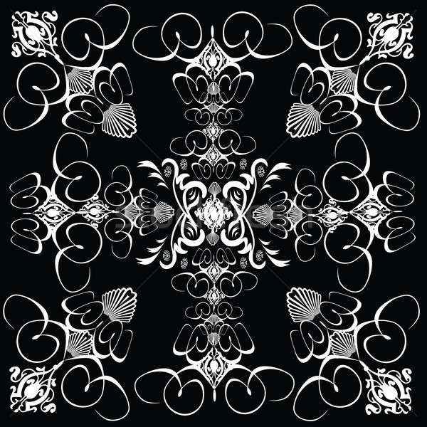 Bloem tegel gothic herhalen ontwerp zwart wit Stockfoto © nicemonkey