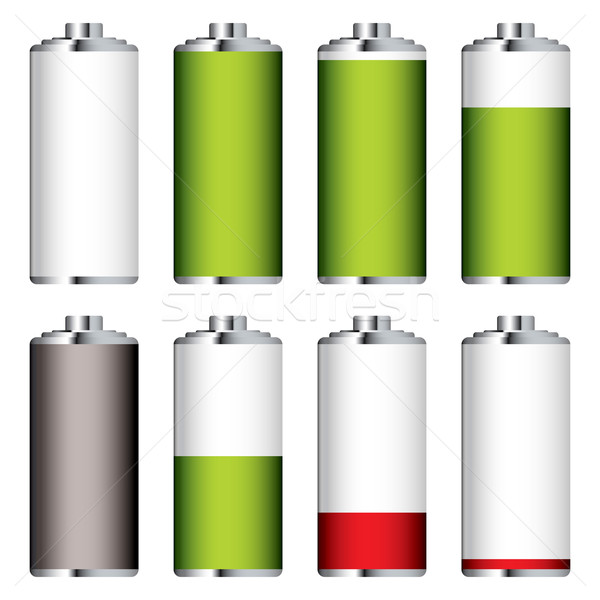 ストックフォト: バッテリー · コレクション · 赤 · 電源 · 化学