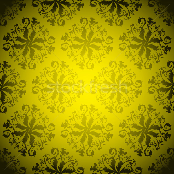 Wallpaper ripetizione floreale giallo nero Foto d'archivio © nicemonkey