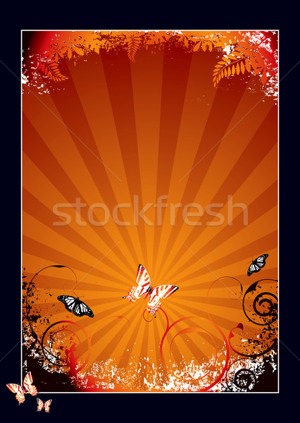 Floral Natur Grenze orange schwarz Blatt Stock foto © nicemonkey