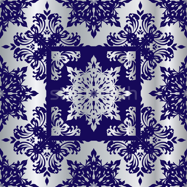 Plata cobalto azul resumen wallpaper floral Foto stock © nicemonkey
