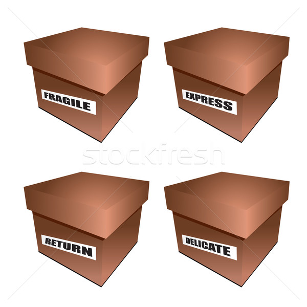 Kutu toplama dört karton kutuları Stok fotoğraf © nicemonkey