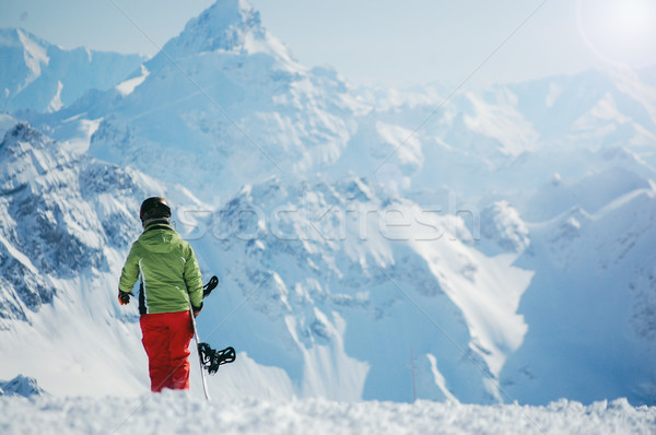 Ritratto femminile snowboarder indossare casco ragazza Foto d'archivio © Nickolya