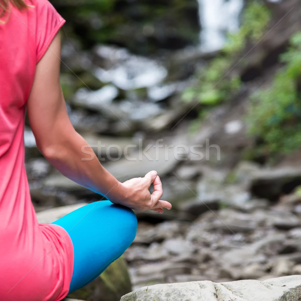 Stock photo: Woman meditating in the forest