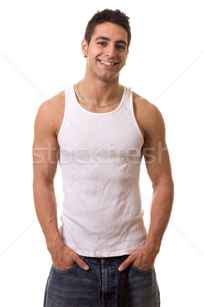 Ocazional tânăr alb om zâmbet Imagine de stoc © nickp37