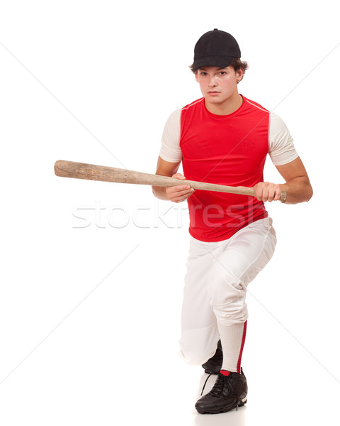 Male baseball player. Studio shot over white. Stock photo © nickp37