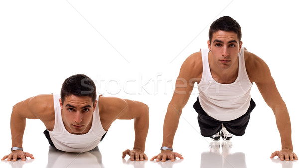 Fekvőtámaszok testmozgás stúdiófelvétel fehér fitnessz férfi Stock fotó © nickp37