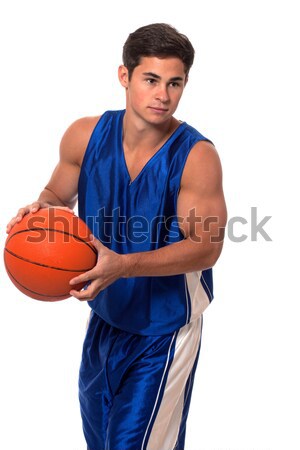 Male basketball player. Studio shot over white. Stock photo © nickp37