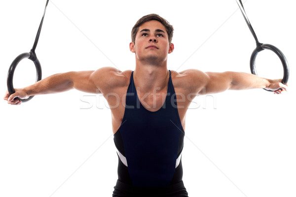 Masculin gimnast alb om Imagine de stoc © nickp37