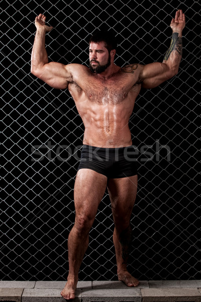 Bodybuilder posa catena link uomo corpo Foto d'archivio © nickp37