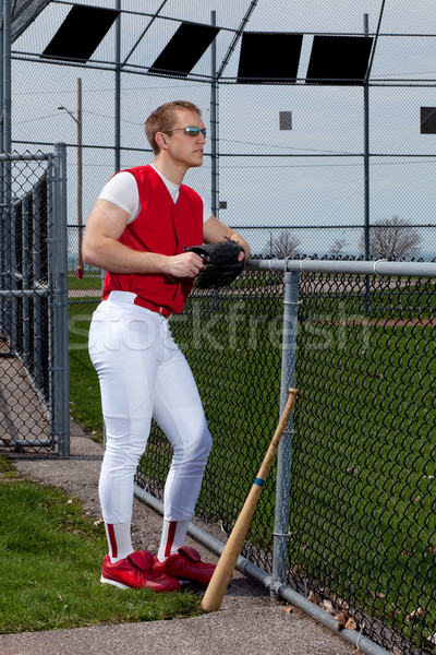 Giocatore di baseball sport squadra parco bianco recinzione Foto d'archivio © nickp37