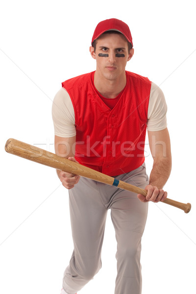 Homme joueur de baseball blanche sport rouge [[stock_photo]] © nickp37