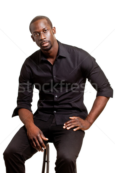 Man in black. Studio shot over white. Stock photo © nickp37