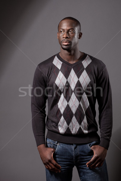 Casual male model. Studio shot over grey. Stock photo © nickp37