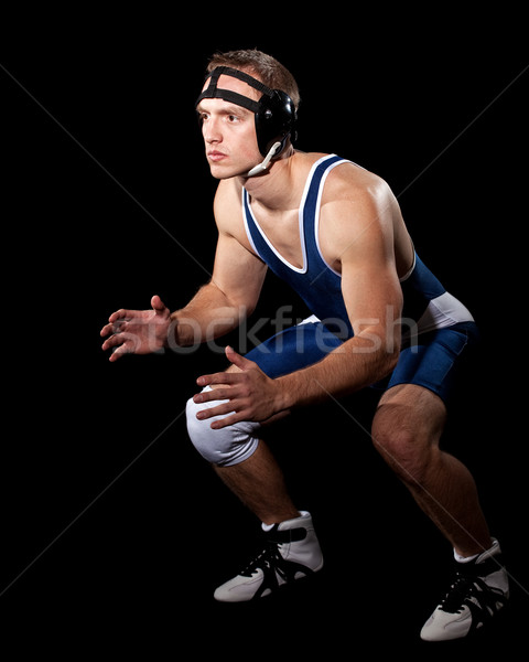 Wrestler blau schwarz Sport weiß Stock foto © nickp37