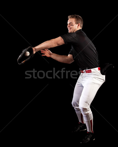 Beyzbol oyuncusu siyah gülümseme adam Stok fotoğraf © nickp37