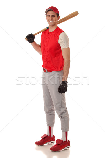 Erkek beyzbol oyuncusu beyaz gülümseme spor Stok fotoğraf © nickp37