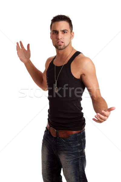 Junger Mann Unterhemd Jeans weißen Mannes schwarz Stock foto © nickp37