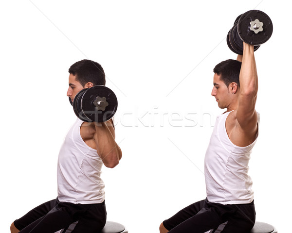 Stockfoto: Schouder · druk · witte · fitness