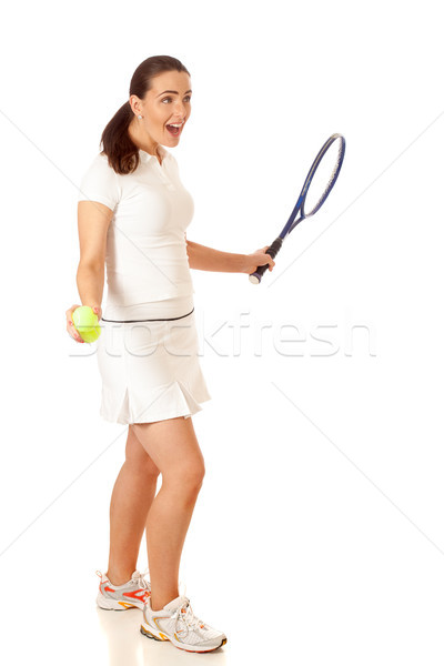 Yetişkin kadın oynama tenis Stok fotoğraf © nickp37