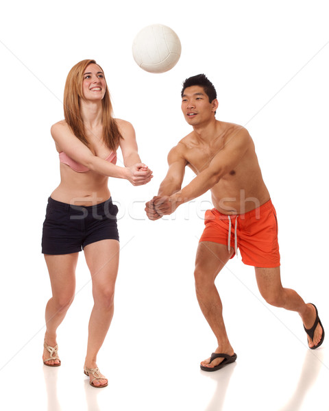 Young Couple Playing Volleyball Stock photo © nickp37