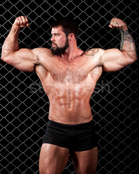 Musculação posando cadeia link homem corpo Foto stock © nickp37