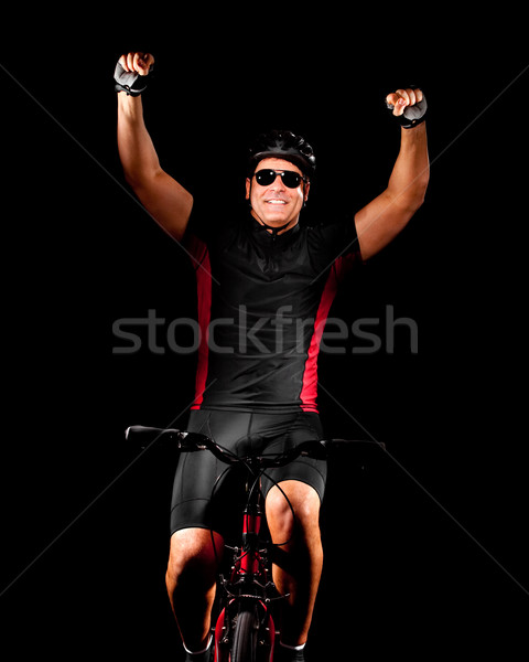 ストックフォト: サイクリスト · ライディング · 自転車 · 男 · 幸せ · スポーツ
