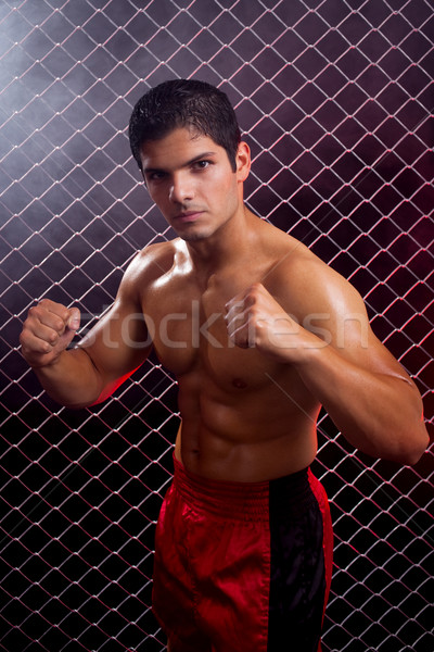 Mixed martial artist posed in front of chain link Stock photo © nickp37