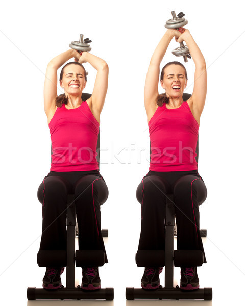Tricepsz testmozgás stúdiófelvétel fehér nő képzés Stock fotó © nickp37