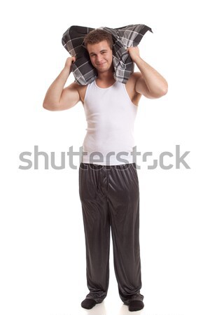 Man in pajamas. Studio shot over white. Stock photo © nickp37