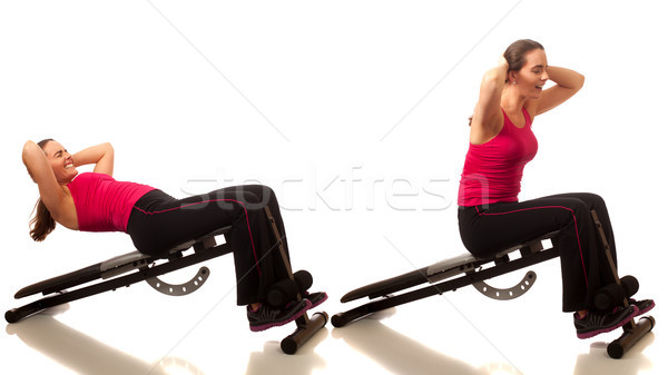 Sentar-se exercer branco feminino pessoa Foto stock © nickp37