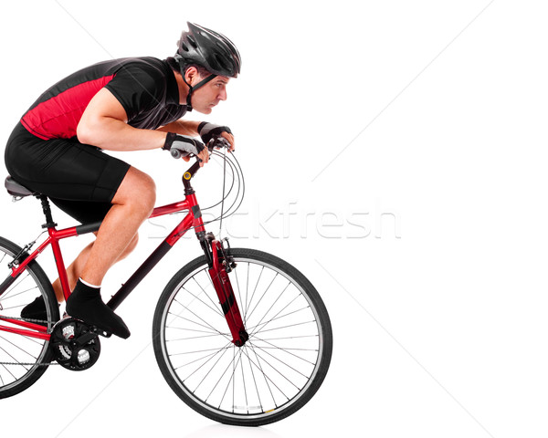Ciclista equitación moto hombre rojo estudio Foto stock © nickp37