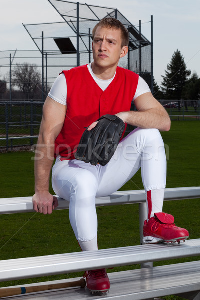 Foto d'archivio: Giocatore · di · baseball · sport · squadra · rosso · parco · bianco