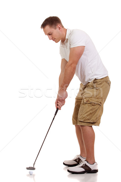 Fiatal férfi golfozó stúdiófelvétel fehér férfi Stock fotó © nickp37